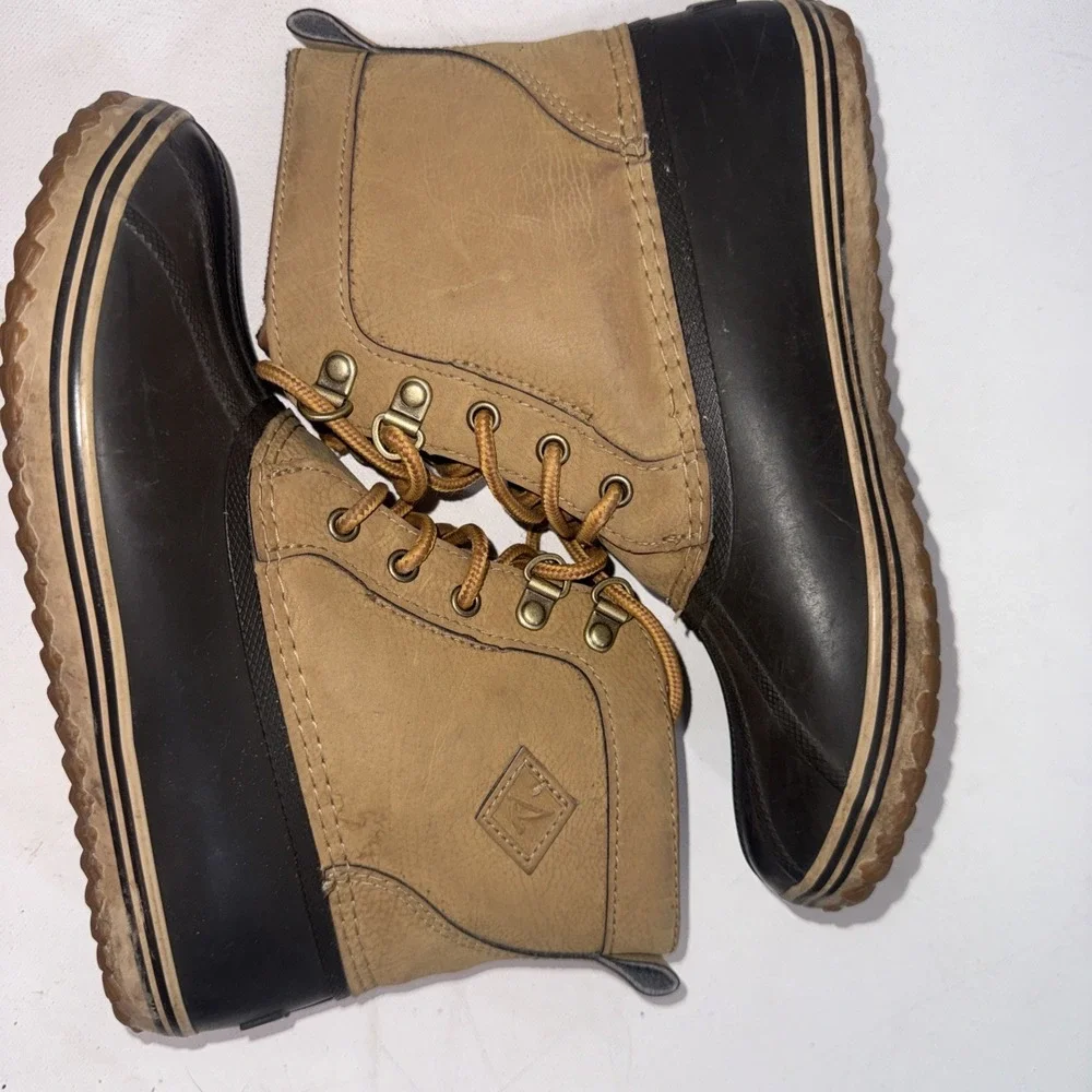 Sperry Port‎ Shoes Brown Tan Lace Up Comfort Rain Duck Boots Youth Kids Size 4M
